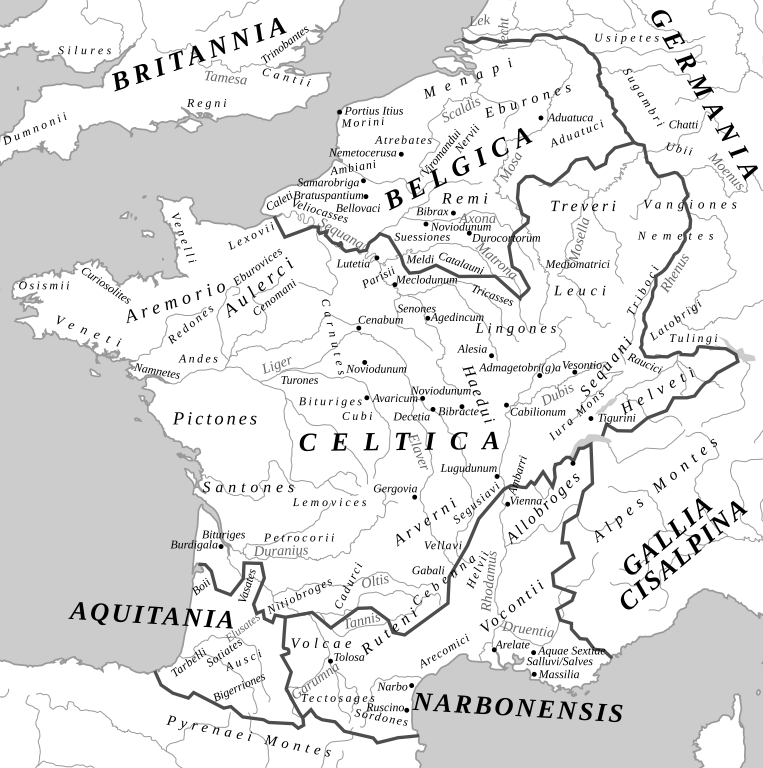 Map of Gallic tribes in the 1st century BC